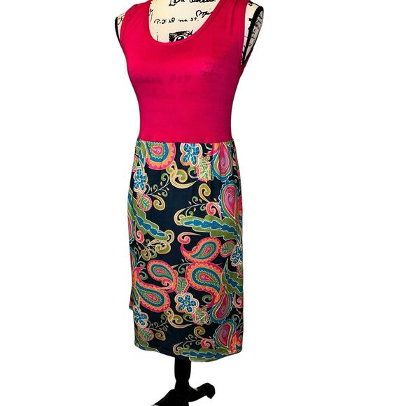 Lolly Wolly Doodle Women's Size XS Paisley‎ Pink Tank Dress In Spring Colors - Picture 3 of 9